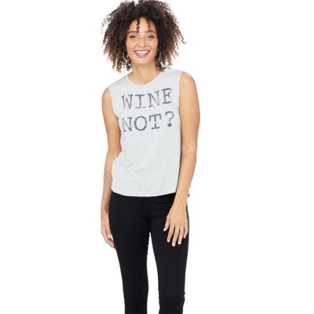 Wine not? Gray sleeveless T-shirt